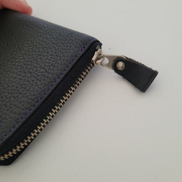 Kenzo Paris Bifold Wallet Solid Black Geniue Leather Medium Logo Zip Unisex - Picture 12 of 13